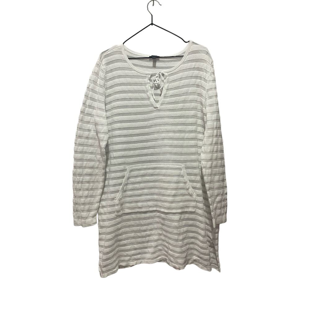 Talbots White Textured Cover up Tunic Size Women's L Preppy Casual Beachy